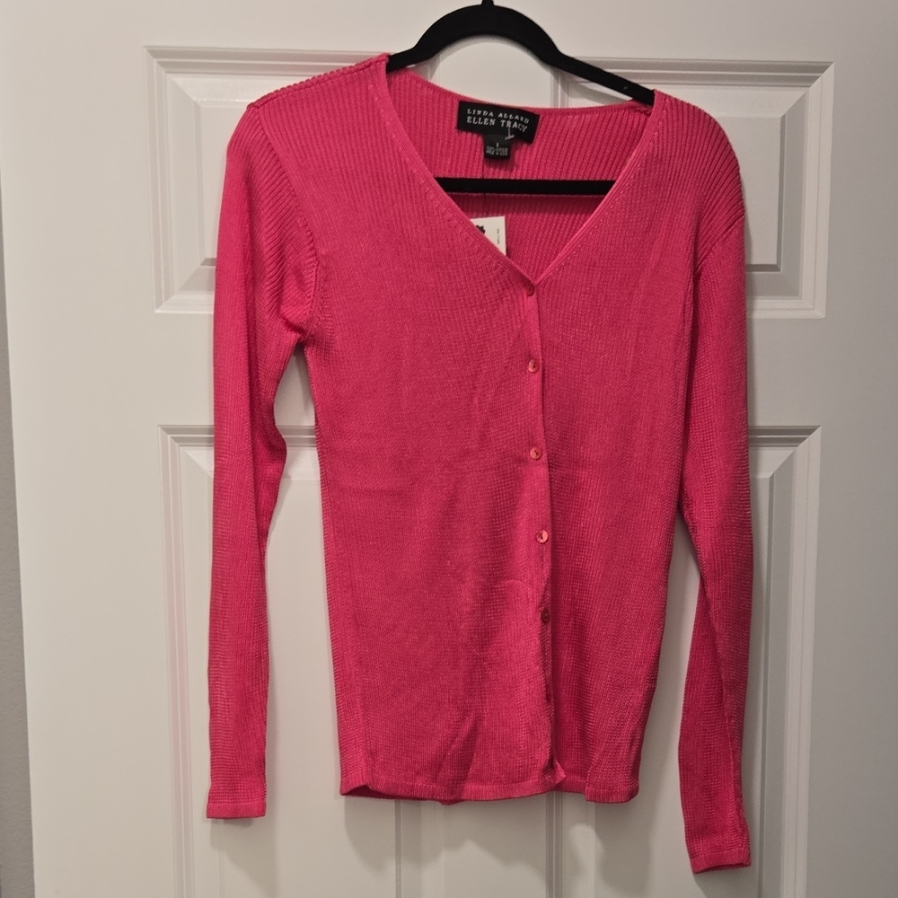 Ellen Tracy Pink Button-Up Cardigan Size Small NWT